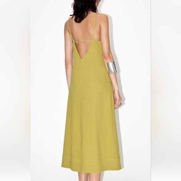 Zara Dresses & Skirts - Zara ZW Collection Linen and Viscose Blend Midi Dress Open Back